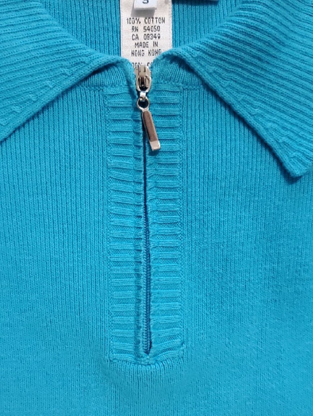 Jones Wear Bright Turquoise Short Sleeve Zip Polo - Picture 3 of 6